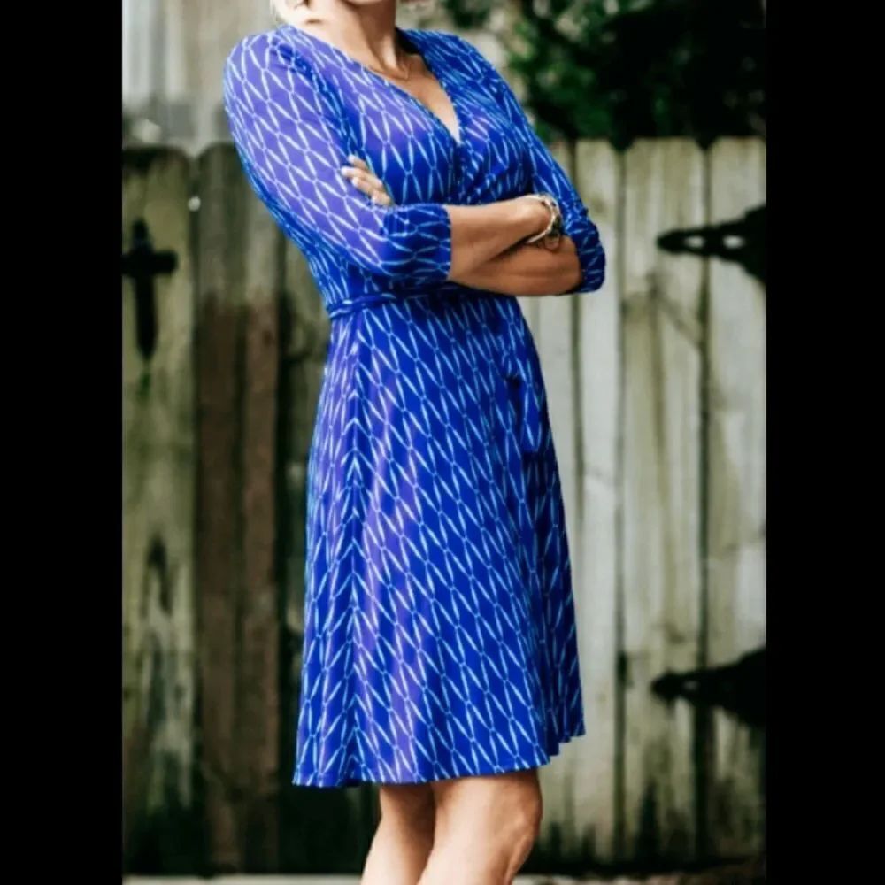 41 Hawthorne Susana blue wrap dress sz Medium